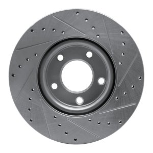 Mazda 3 Brake Rotor (1) - Front Left - R1 Concepts - Drilled & Slotted - Silver - `04-`15